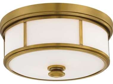 Minka Lavery Mount 16" 3-Light Liberty Gold Glass LED Drum Flush MGO6368249