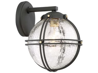 Minka Lavery Rond Black with Honey Gold Highlights Glass Industrial Outdoor Wall Light MGO71232661