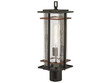Minka Lavery San Marcos Black / Antique Copper Accents Glass Outdoor Post Light MGO7249668