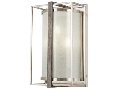 Minka Lavery Tysons Gate 12" Tall 3-Light Brushed Nickel Shale Wood Gray Glass Wall Sconce MGO3563098