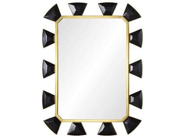 Mirror Home Celerie Kemble Black Leather / Burnished Brass 30''W x 40''H Rectangular Wall Mirror MIHCK1102