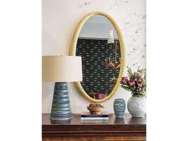 Mirror Home Jamie Drake Cosmopolitan Gold Leaf 30''W x 48''H Oval Wall Mirror MIHJD5005CGL