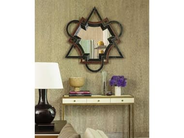 Mirror Home Balmer Red / Blue / Chocolate Lacquer / Gilt 45''W x 50''H Wall Mirror MIHMSS4056