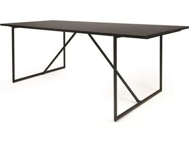 Mobital Stonewall Rectangular Metal Black Industrial Aluminum Dining Table MBDTASTONHGBLMARBL