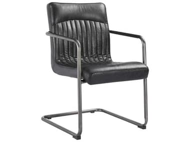 Moe's Home Ansel Leather Ply Wood Black Upholstered Arm Dining Chair MEPK105202