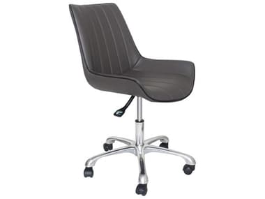 Moe's Home Gray Faux Leather Adjustable Ergonomic Swivel Computer Office Chair MEUU101041