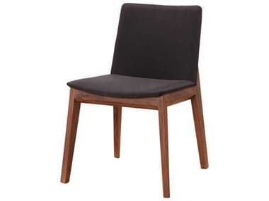 Moe's Home Deco Walnut Wood Black Fabric Upholstered Side Dining Chair MEBC101602