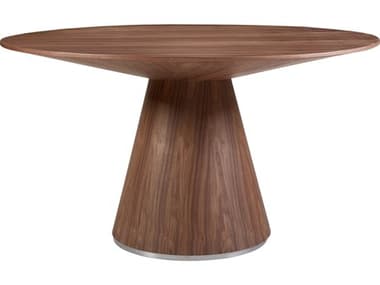 Moe's Home Collection Natural Walnut / Stainless Steel 54'' Wide Round Dining Table MEKC102903