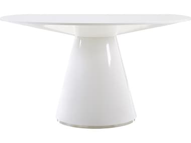 Moe's Home 54" Round White High Gloss Stainless Steel Dining Table MEKC102918