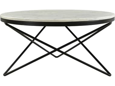 Moe's Home Haley 32&quot; Round Marble Black Coffee Table MEIK100202