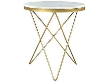 Moe's Home Haley 20" Round Marble White Gold End Table MEIK100118
