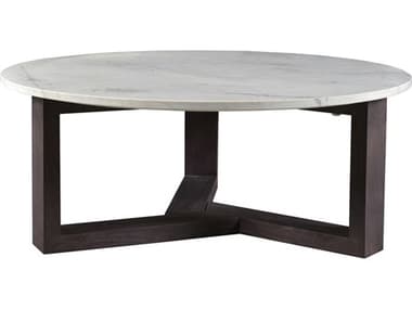 Moe's Home Jinxx 38" Round White Marble Charcoal Coffee Table MEJD102007