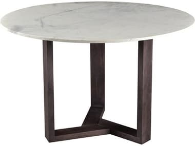 Moe's Home Jinxx 48&quot; Round White Marble Charcoal Dining Table MEJD100907