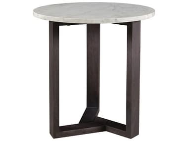 Moe's Home Jinxx 20" Round White Marble Charcoal End Table MEJD101907