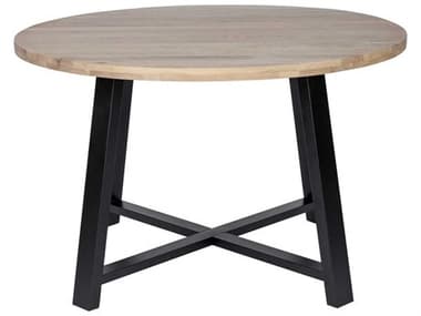 Moe's Home Mila 47" Round Wood White Black Dining Table MEYC100224