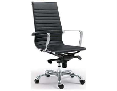 Moe's Home Omega Black Faux Leather Adjustable Swivel Computer Office Chair MEZM100102