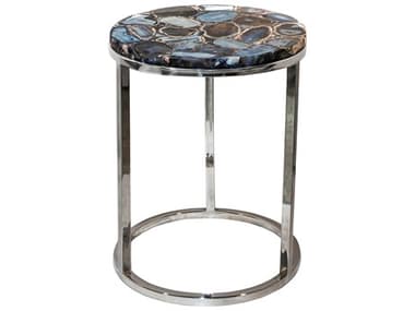 Moe's Home Shimmer 16" Round Stone Silver End Table MEPJ100330