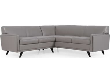 Moroni Milo 84&quot; Wide Gray Leather Upholstered Sectional Sofa MOR361SCBS1308