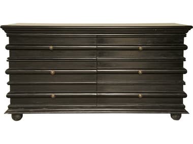 Noir Bedroom Storage Ascona 61" Wide 6-Drawers Mahogany Wood Double Dresser NOIGDRE120HB
