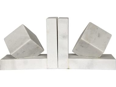 Noir White Stone Cube Bookend NOIAC140