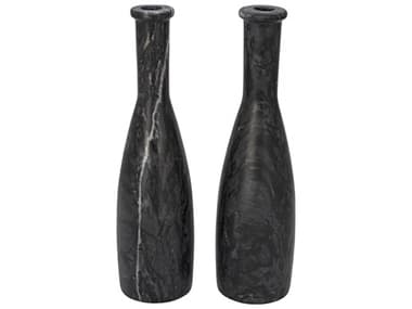 Noir Moris Decorative Candle Holder Set of 2 Black Marble NOIYT071712BL