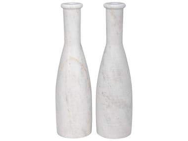 Noir Moris Decorative Candle Holder Set of 2 White Marble NOIYT071712WH