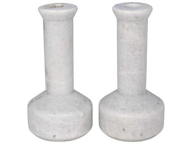 Noir Milos Decorative Candle Holder Set of 2 White Marble NOIYT071714WH