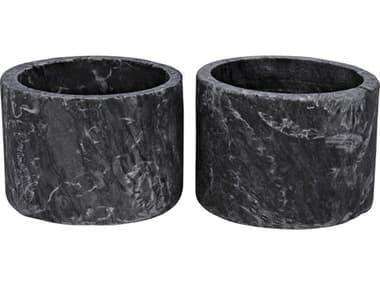 Noir Syma Decorative Candle Holder Set of 2 Black Marble NOIYT07176BL