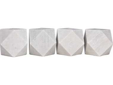 Noir Polyhedron Decorative Candle Holder Set of 4 White Marble NOIYT07177WH