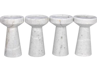 Noir Aleka Decorative Candle Holder Set/4 A White Marble NOIYT07178AWH