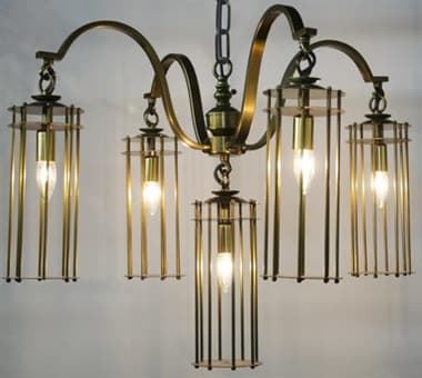 Noir Chandler 5-Light Antique Brass Cylinder Chandelier NOILAMP502MB