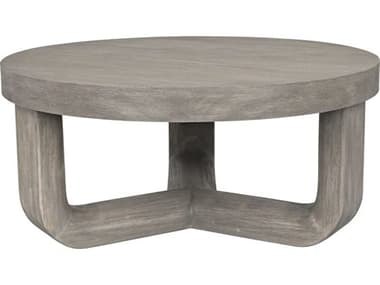 Noir 40" Round Wood Distressed Grey Coffee Table NOIGTAB1042DGR