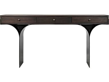 Noir 62" Rectangular Wood Ebony Walnut Black Metal Console Table NOIGDES178EB