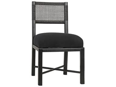 Noir Sungkai Wood Black Fabric Upholstered Side Dining Chair NOIAE46CHB