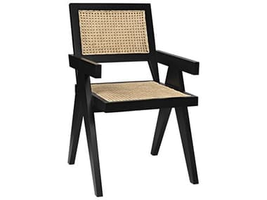 Noir Teak Wood Beige Arm Dining Chair NOIGCHA278B