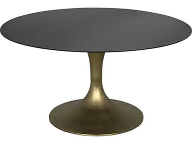 Noir 59" Round Metal Antique Brass Dining Table NOIGTAB541MB