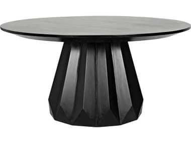 Noir 60" Round Wood Hand Rubbed Black Dining Table NOIGTAB550HB