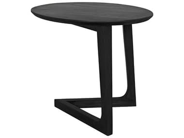 Noir Oval Wood Charcoal Black End Table NOIAE18CHB