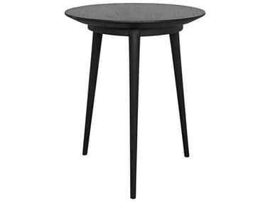 Noir Round Wood Charcoal Black End Table NOIAE19CHB