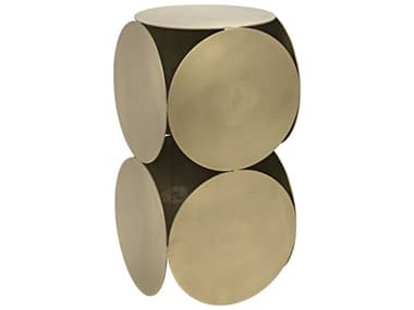 Noir 12" Round Metal Antique Brass End Table NOIGTAB822MB