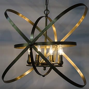 Noir Sassari 4-Light Antique Brass Chandelier NOILAMP441MB