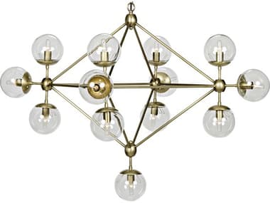 Noir Fixed Lighting 44" Wide 20-Light Antique Brass Glass Globe Chandelier NOILAMP478MBS
