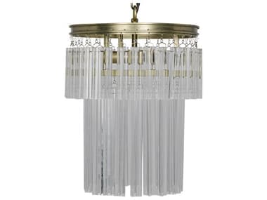 Noir Toby 4-Light Antique Brass Crystal Tiered Pendant NOILAMP602MB