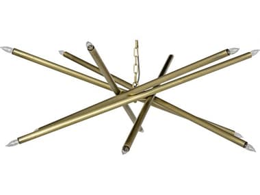 Noir Fixed Lighting 47" 10-Light Antique Brass Sputnik Pendant NOILAMP609MB