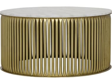 Noir Furniture Lenox Antique Brass 36'' Round Coffee Table NOIGTAB1008MB