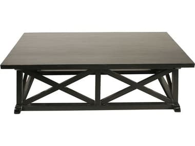 Noir Furniture Sutton Hand Rubbed Black 60'' x 34'' Rectangular Coffee Table NOIGTAB121HB
