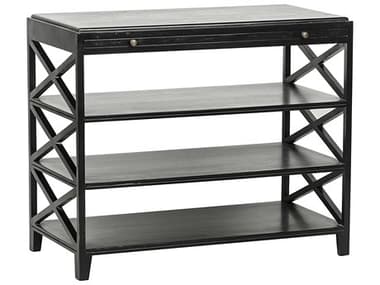Noir Furniture Sutton Criss-Cross Hand Rubbed Black 36'' x 18'' Rectangular Console Table NOIGTAB252HB