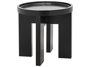 Noir Furniture Gavin Hand Rubbed Black 25'' Round Side Table NOIGTAB793HB