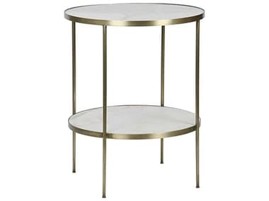 Noir Furniture Living Room Accents Antique Brass 25'' Wide Round End Table NOIGTAB278MB