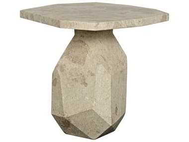 Noir Furniture Polyhedron White Marble 32.5'' x 31'' Octagonal Pedestal Table NOIAM194WM